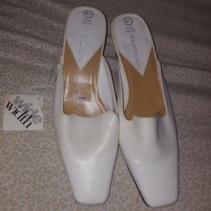 Never worn white slip on square toe